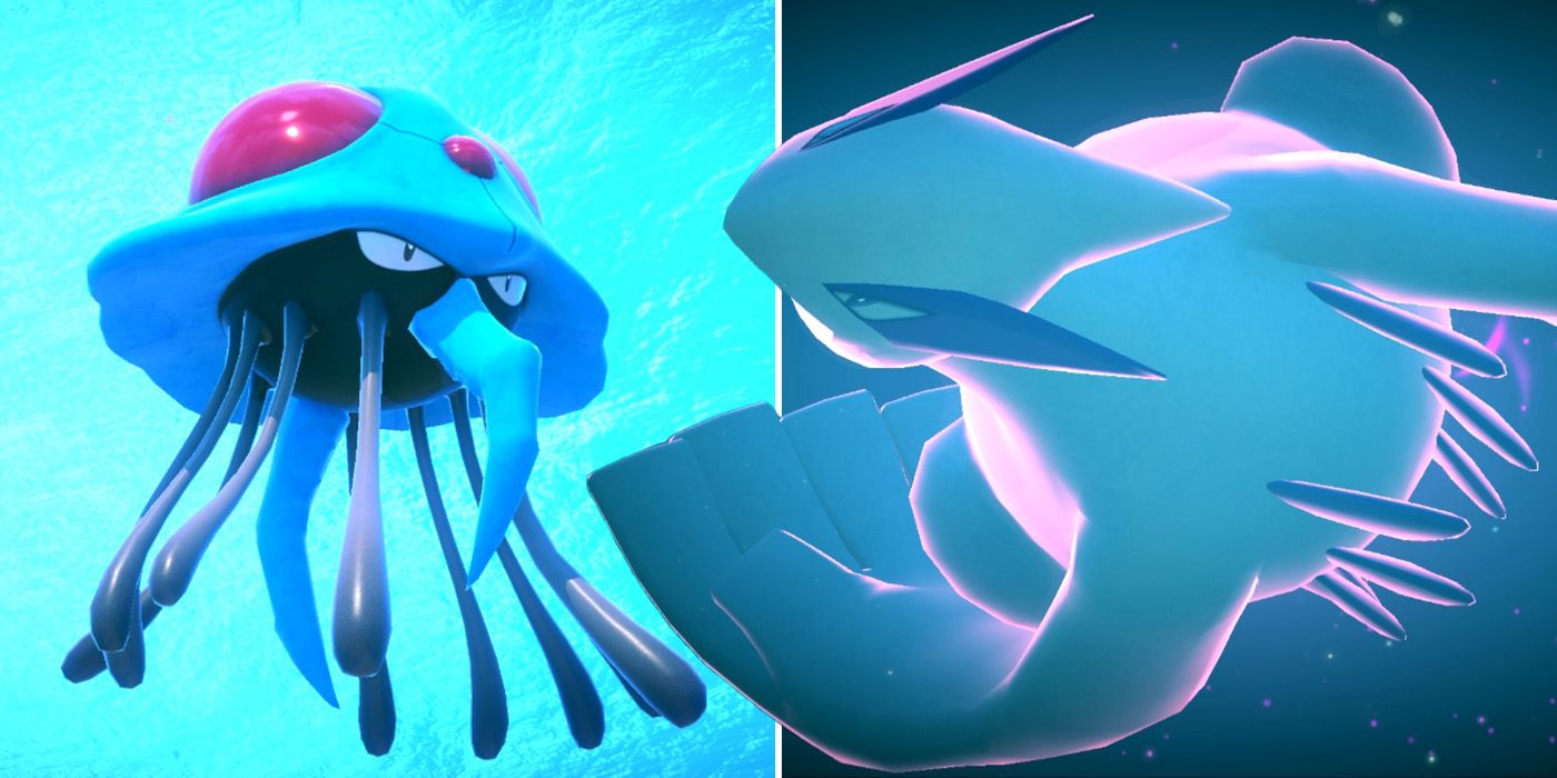 Тентакруэль и Лугия на подводном курсе Lental Seafloor в New Pokemon Snap