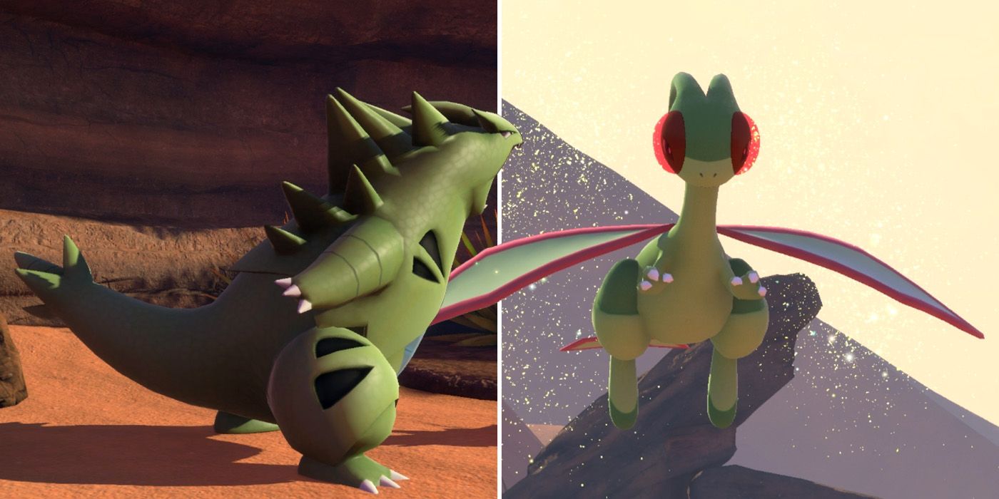 Tyranitar and Flygon in the Sweltering Sands (Day) course in New Pokemon Snap