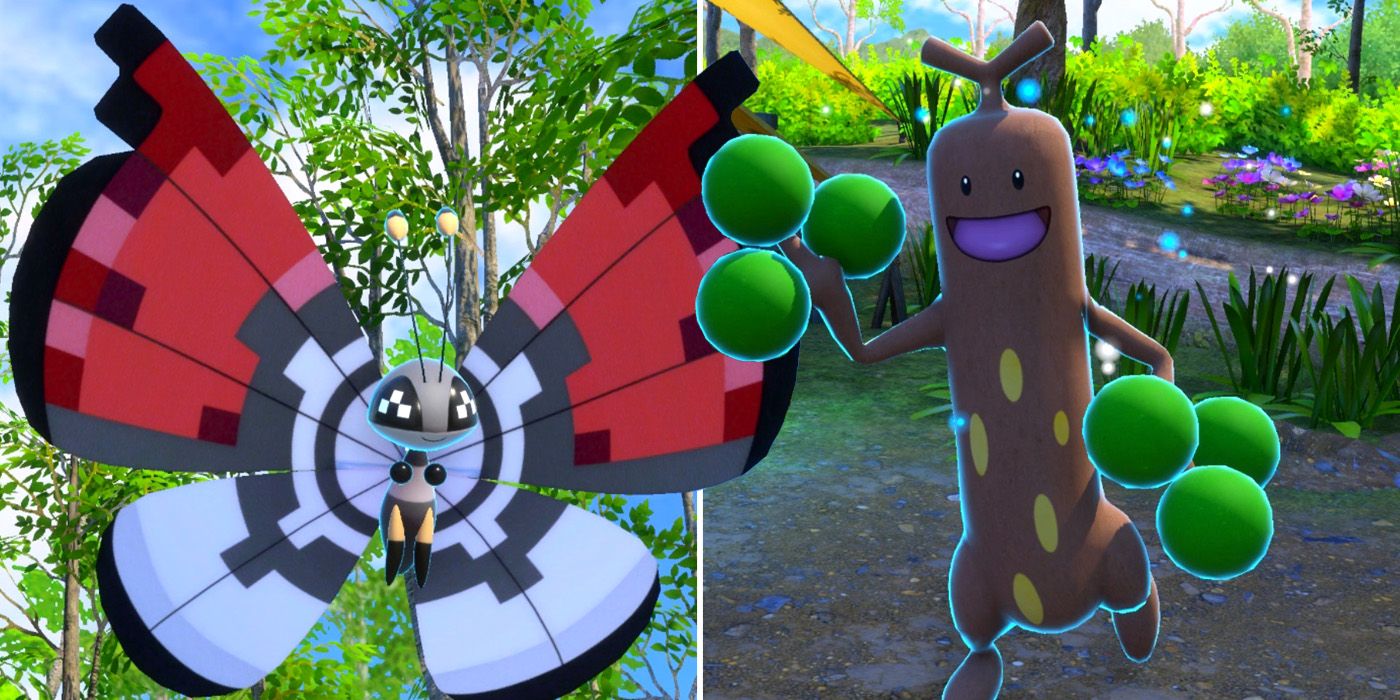 Vivillon and Sudowoodo in the Research Camp course in New Pokemon Snap