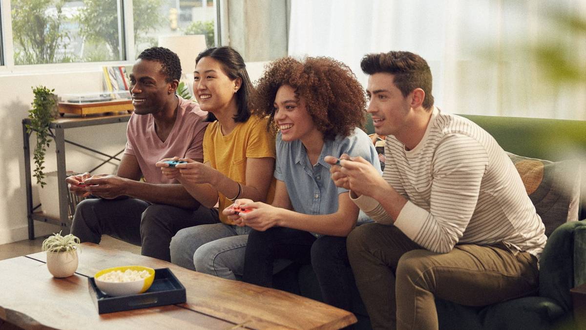 Nintendo Switch friends playing together
