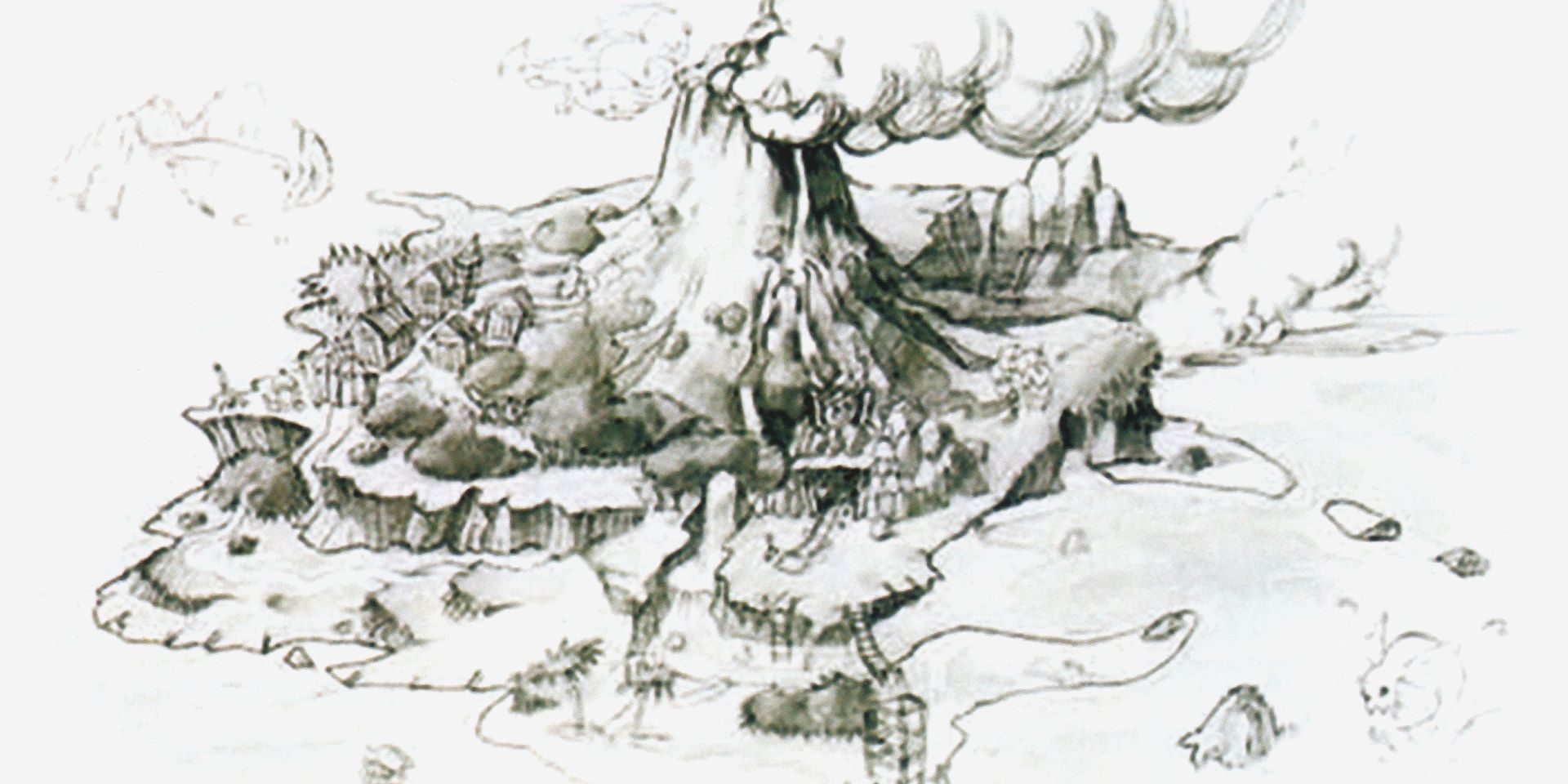original concept art for the island in pokemon snap on the nintendo 64.