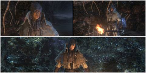 Three hunters in Tomb Prospector set Bloodborne