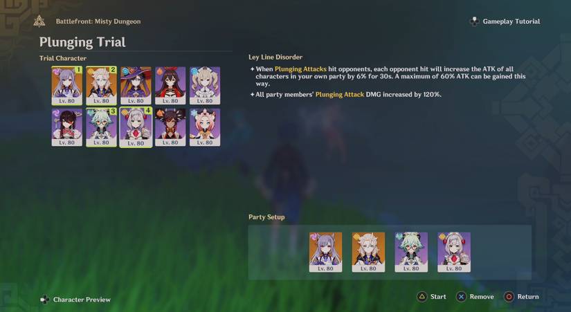 plunging trial party setup