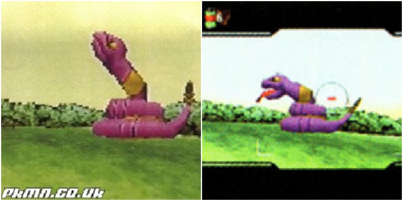 ekans the poison-type pokemon in the pre-release version of the game.