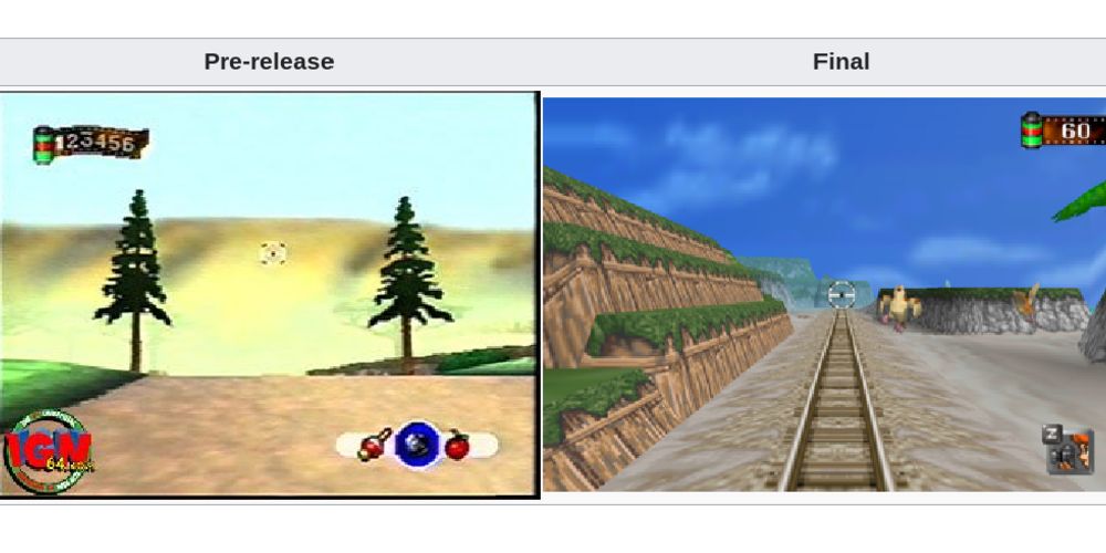 comparing the pre-lease and final versions of pokemon snap on the nintendo 64.