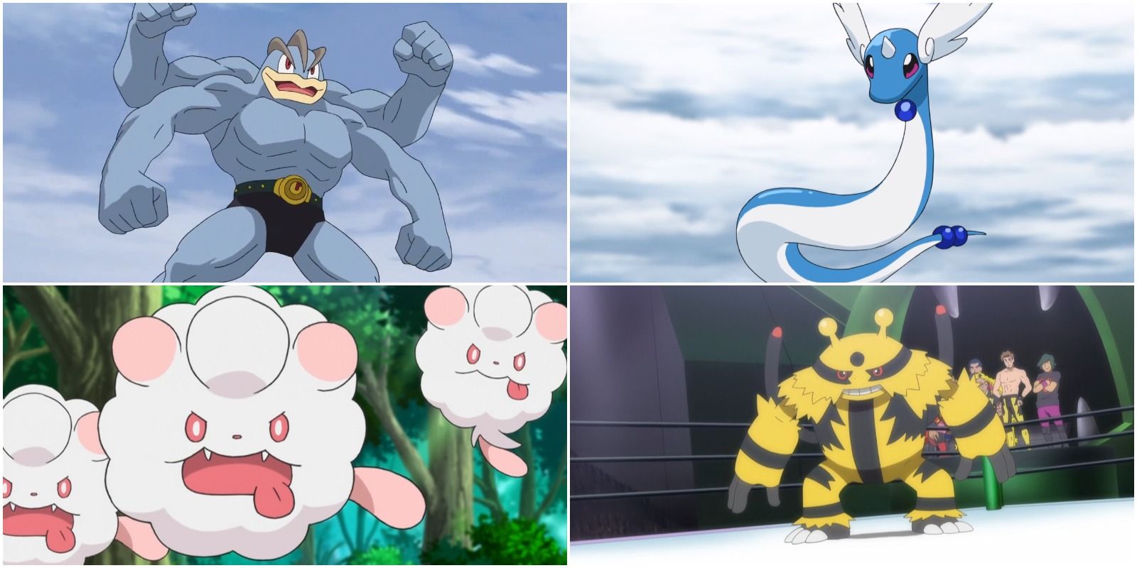 Machoke, Dragonaire, Swirlix, and Electrivire