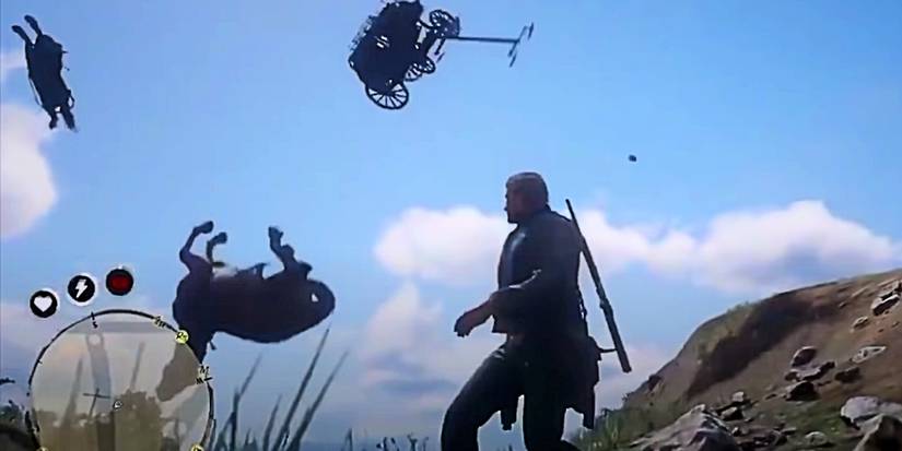 a carriage glitching out after getting crashed by the player.