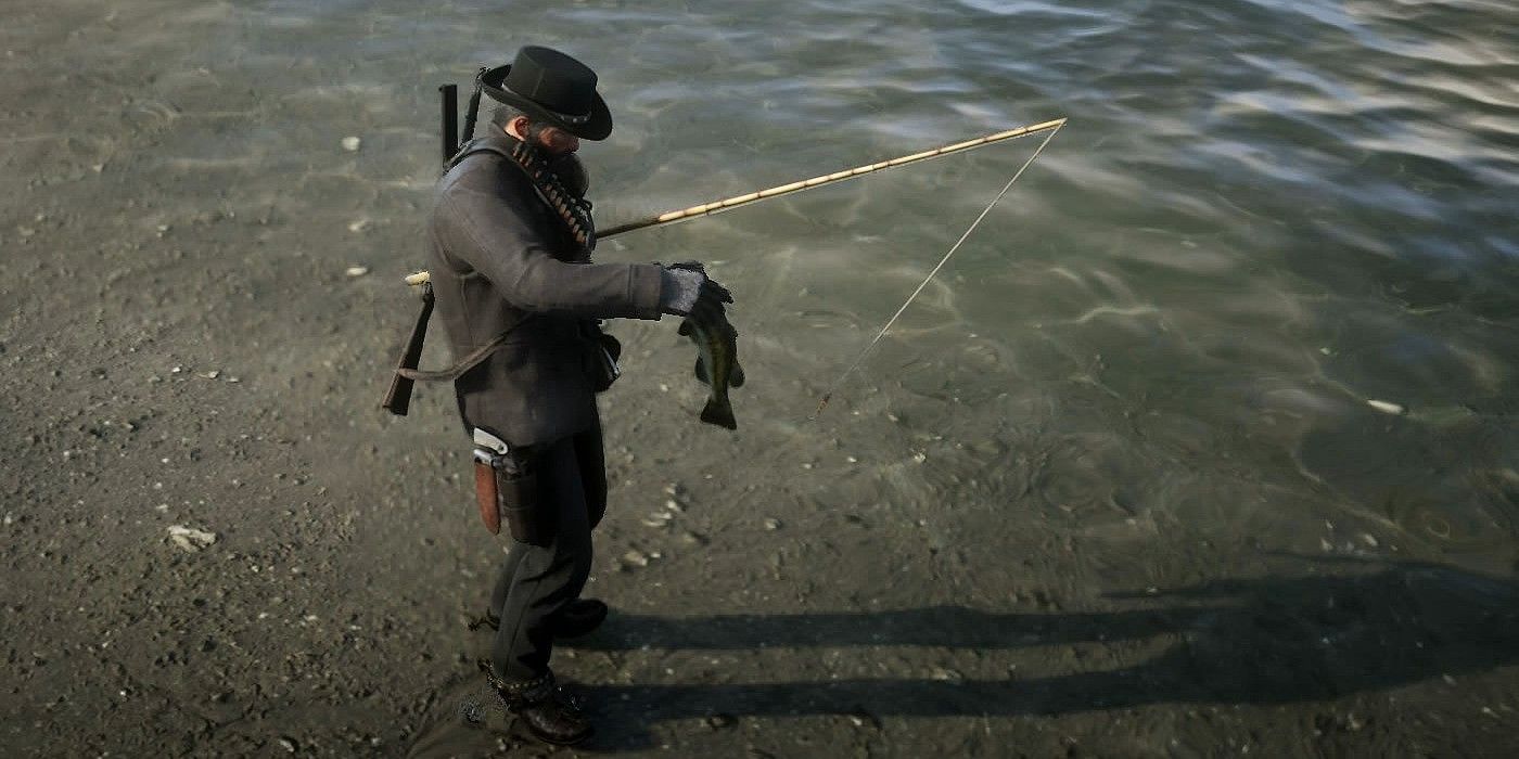 rdr2 рыбалка на берегу озера