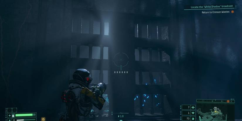 Selene standing in front of gate