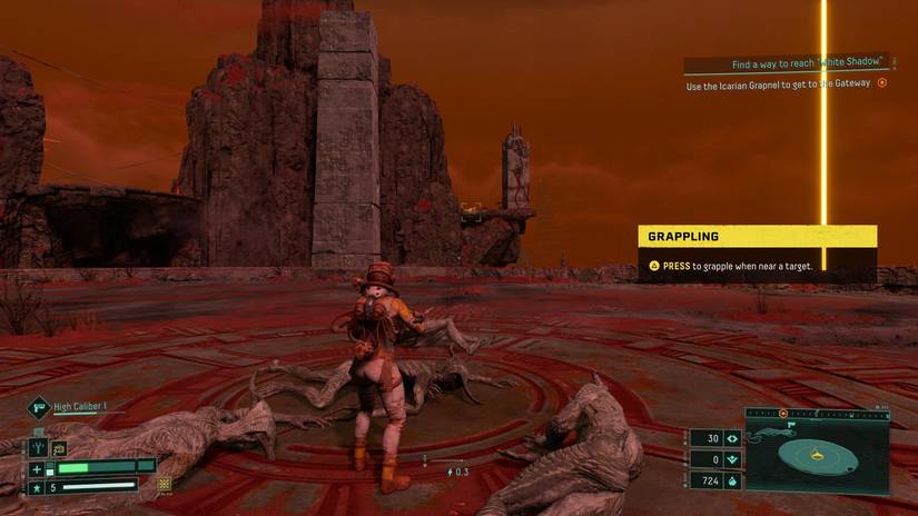 Returnal unlocking grappling hook