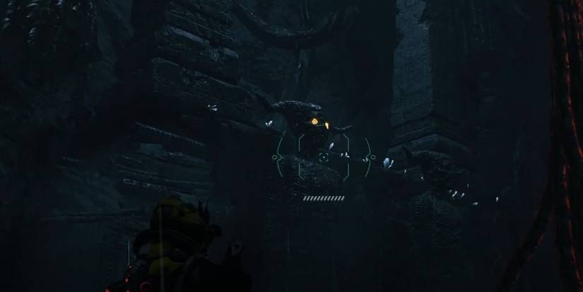 returnal statue with glowing eyes