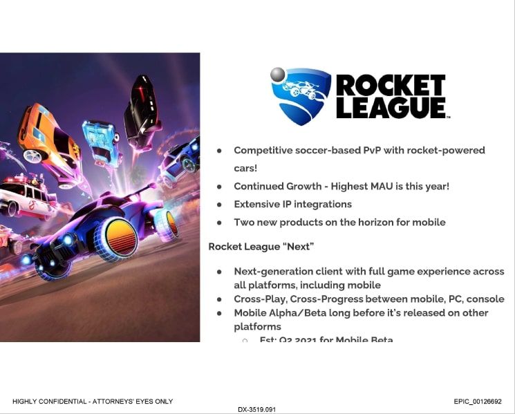 rocket league leak document from epic games