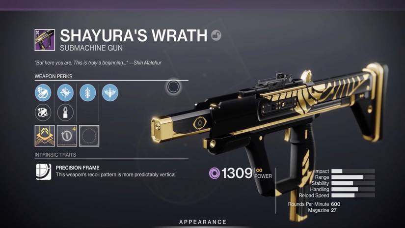 shayura's wrath void dmg trials of osiris smg