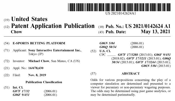 sony patent esports gambling