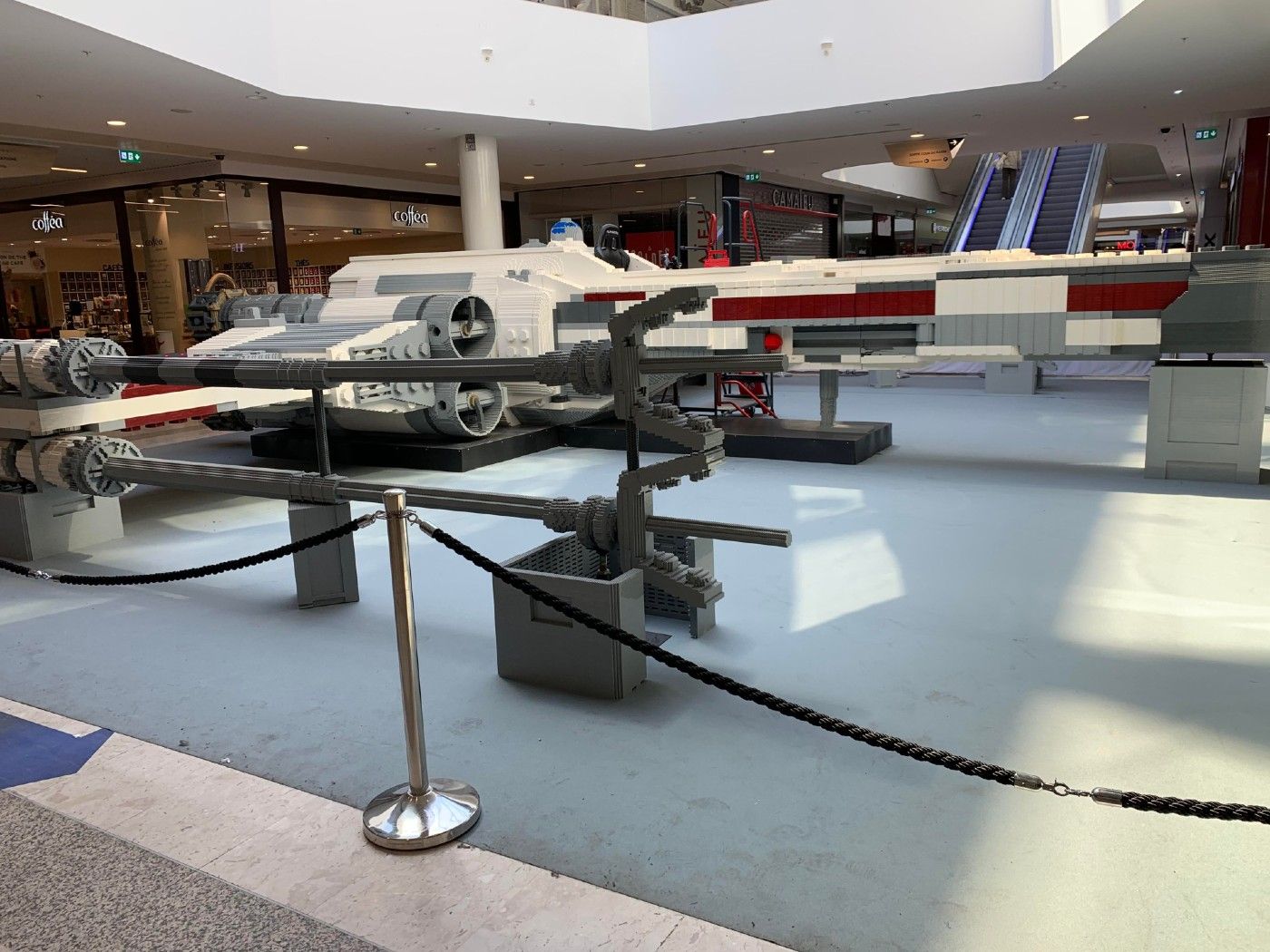 other angle of star wars x-wing replica made of lego