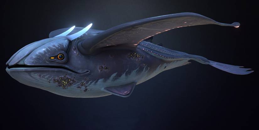 3d model of the glow whale leviathan from the side.
