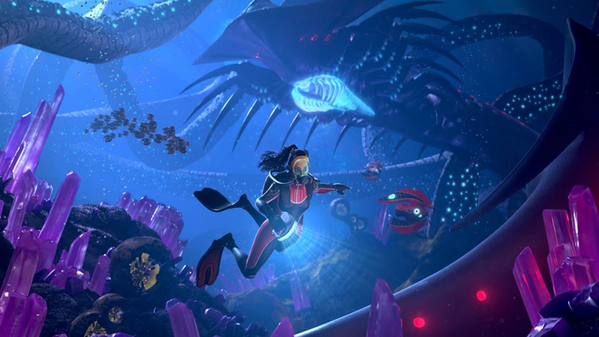 subnautica below zero - shadow leviathan approaching protagonist