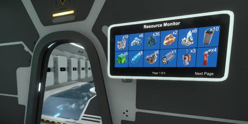 screen that displays the numbers of available resources.