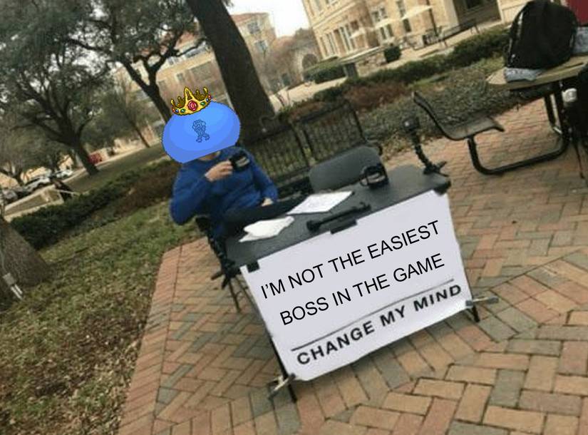 joke about king slime being the weakest boss.