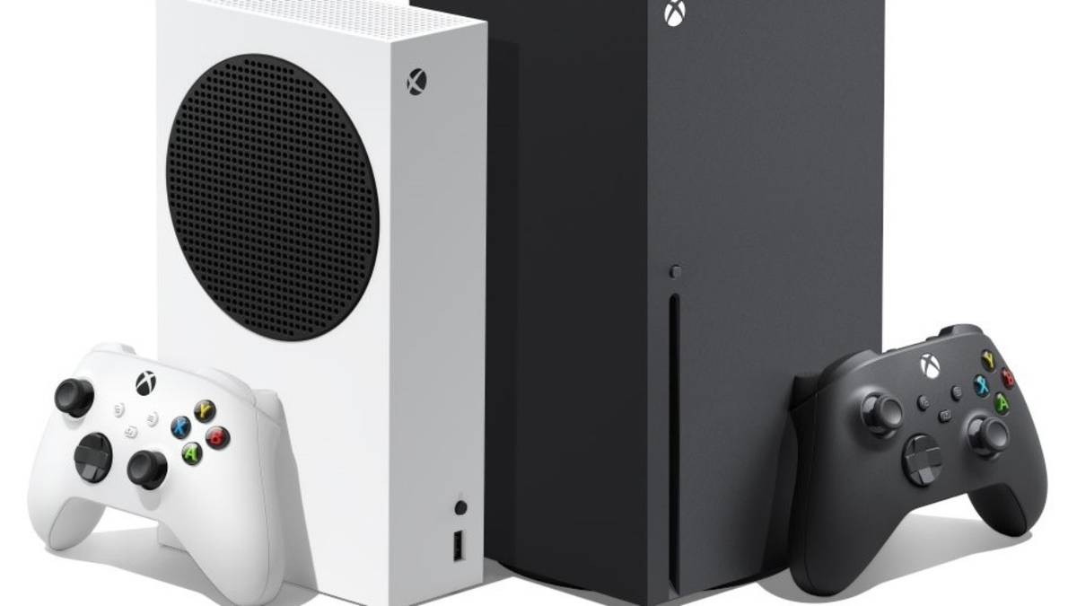 xbox one and xbox series x and s consoles black and white with controllers