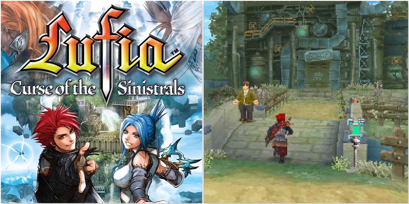 The cover and a gameplay screenshot from Lufia: Curse Of The Sinistrals