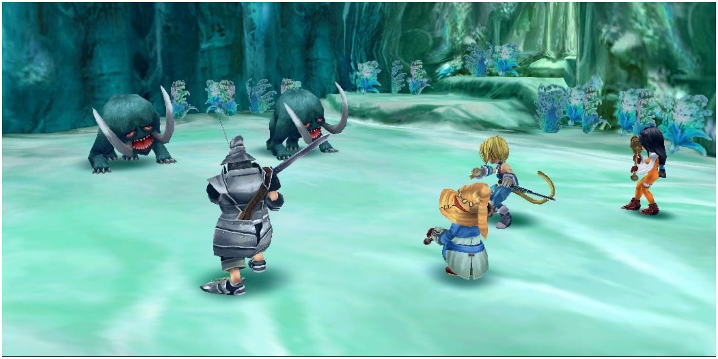 Fighting enemies in Final Fantasy IX