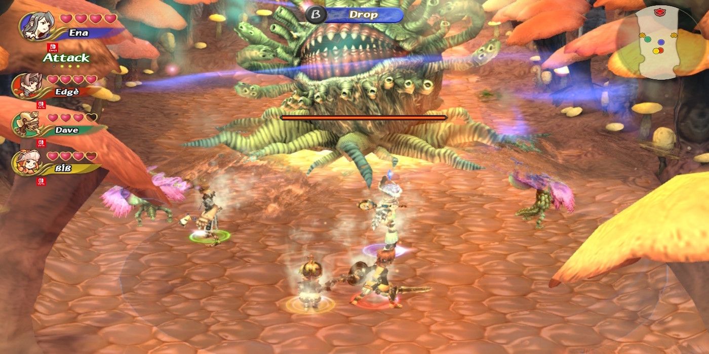 Fighting a boss in Final Fantasy Crystal Chronicles Remastered Edition