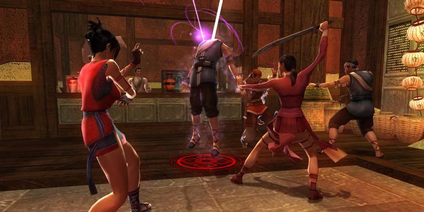 Fighting enemies in Jade Empire