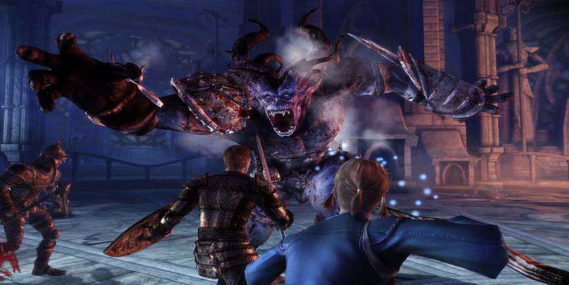 Fighting a boss in Dragon Age: Origins