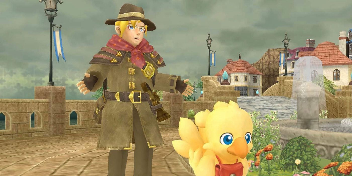 Cid and is chocobo from Final Fantasy Fables: Chocobo's Dungeon