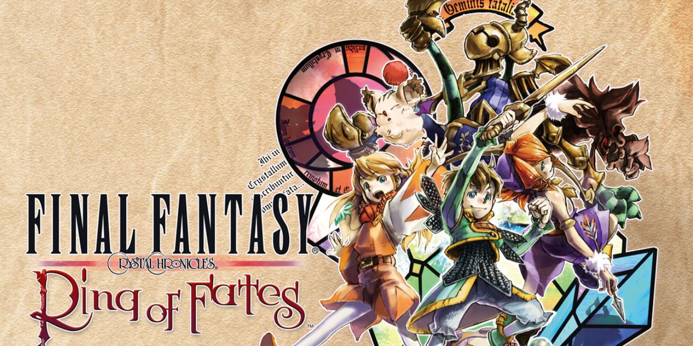 Promo art showcasing the four races from Final Fantasy Crystal Chronicles: Ring Of Fates