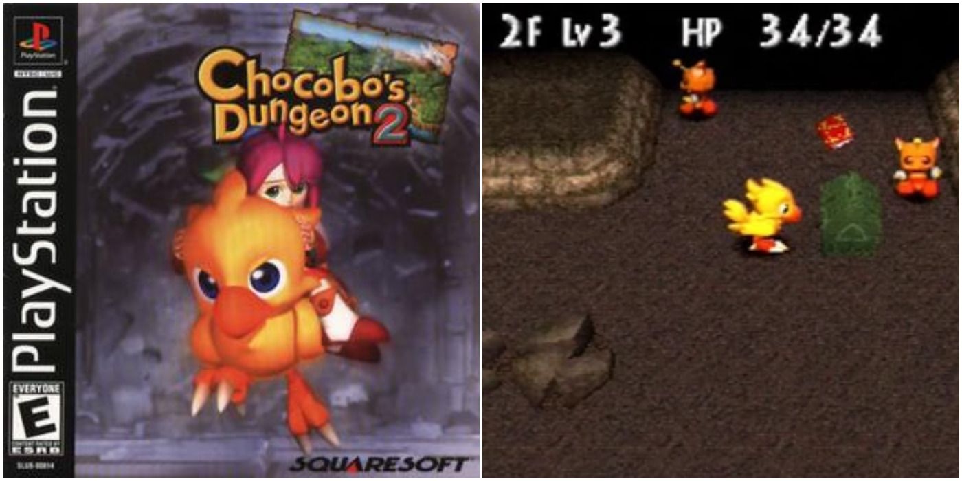 The cover and a gameplay screenshot from Chocobo’s Dungeon 2