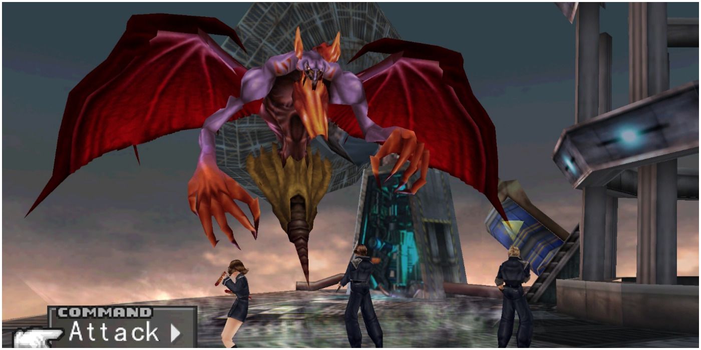 Fighting a boss in Final Fantasy VIII