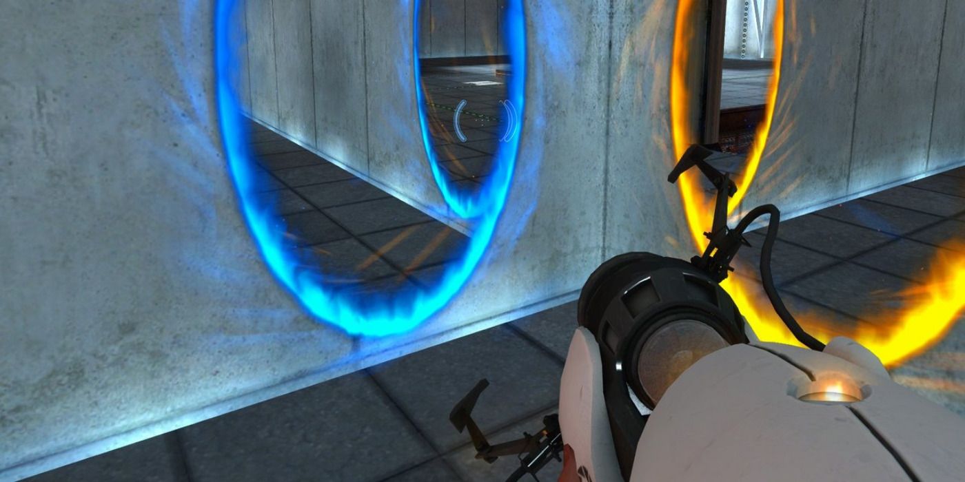 Usando la pistola de portal en Portal
