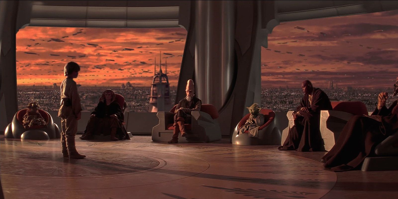 Anakin standing before the Jedi Council in The Phantom Menace
