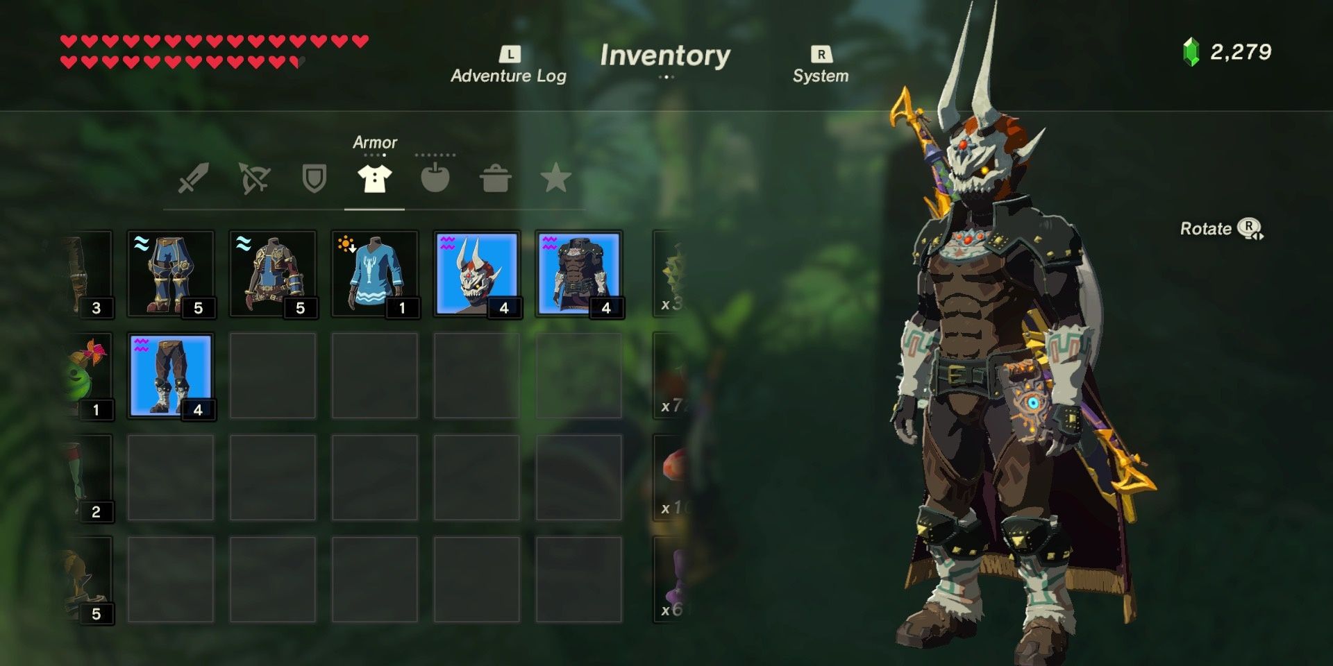 Link wearing the Phantom Ganon Set on Breath of the Wild