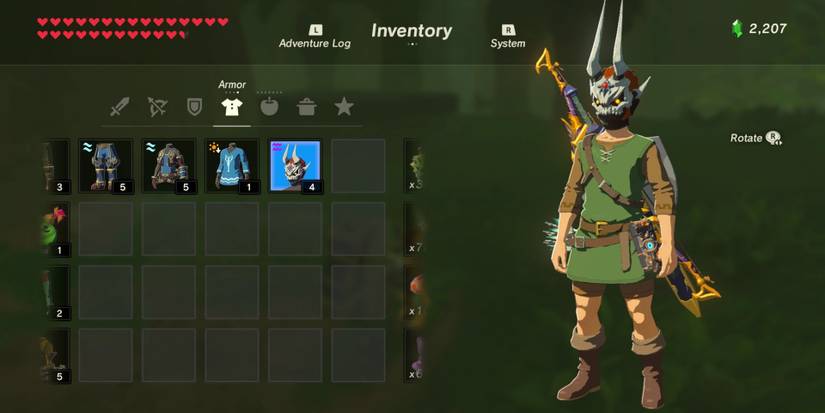 Link wearing a Phantom Ganon Skull in Breath of the Wild