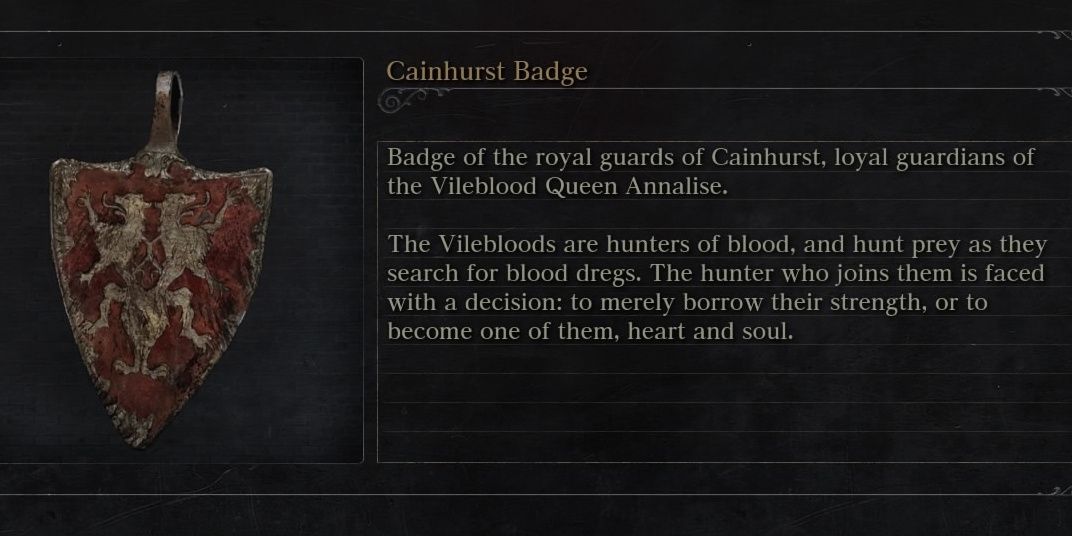 The Cainhurst Badge in Bloodborne