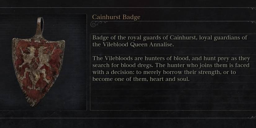 The Cainhurst Badge in Bloodborne