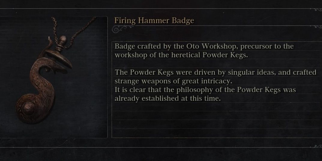 The Firing Hammer Badge in Bloodborne