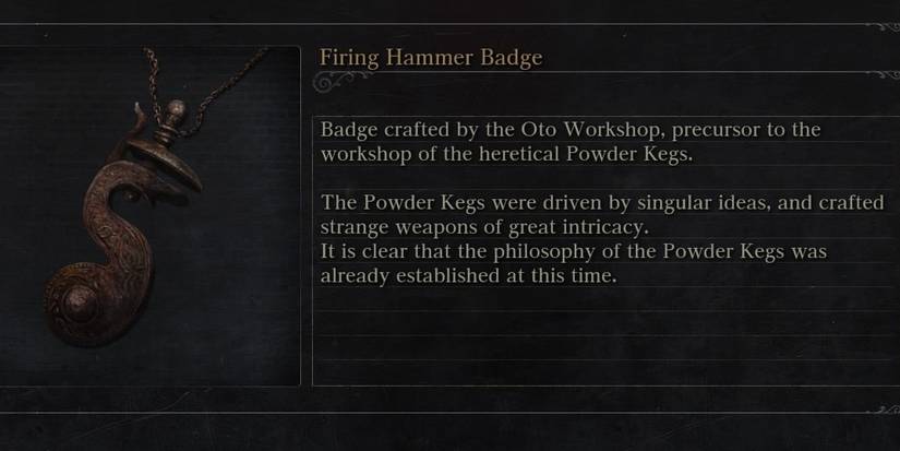 The Firing Hammer Badge in Bloodborne