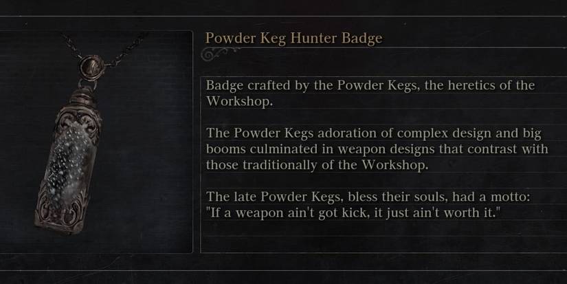 The Powder Keg Hunter Badge in Bloodborne