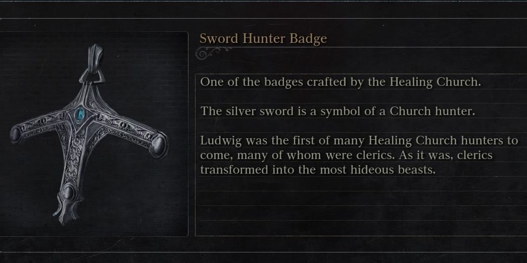 The Sword Hunter Badge in Bloodborne
