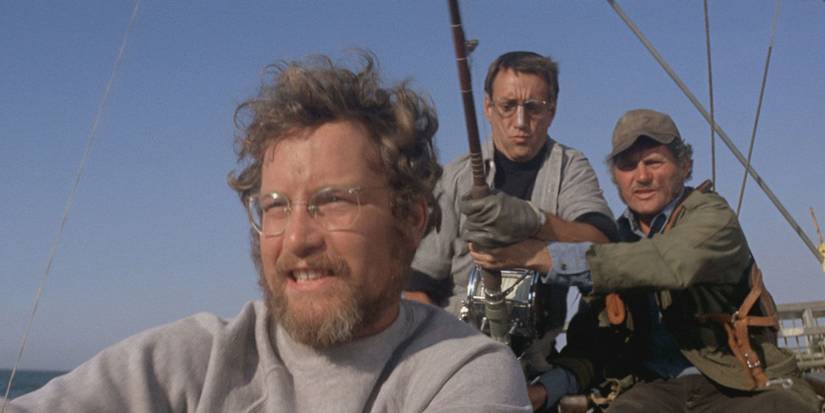 Brody, Quint, and Hooper on the Orca in Jaws