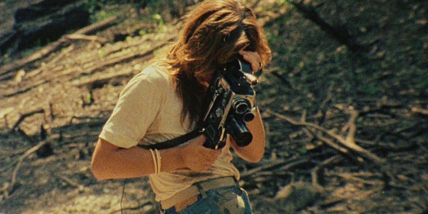A (fictional) American documentary filmmaker points his camera in a scene from Cannibal Holocaust