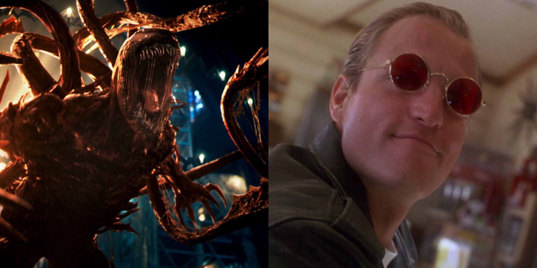 Carnage in Venom 2 and Woody Harrelson in Natural Born Killers