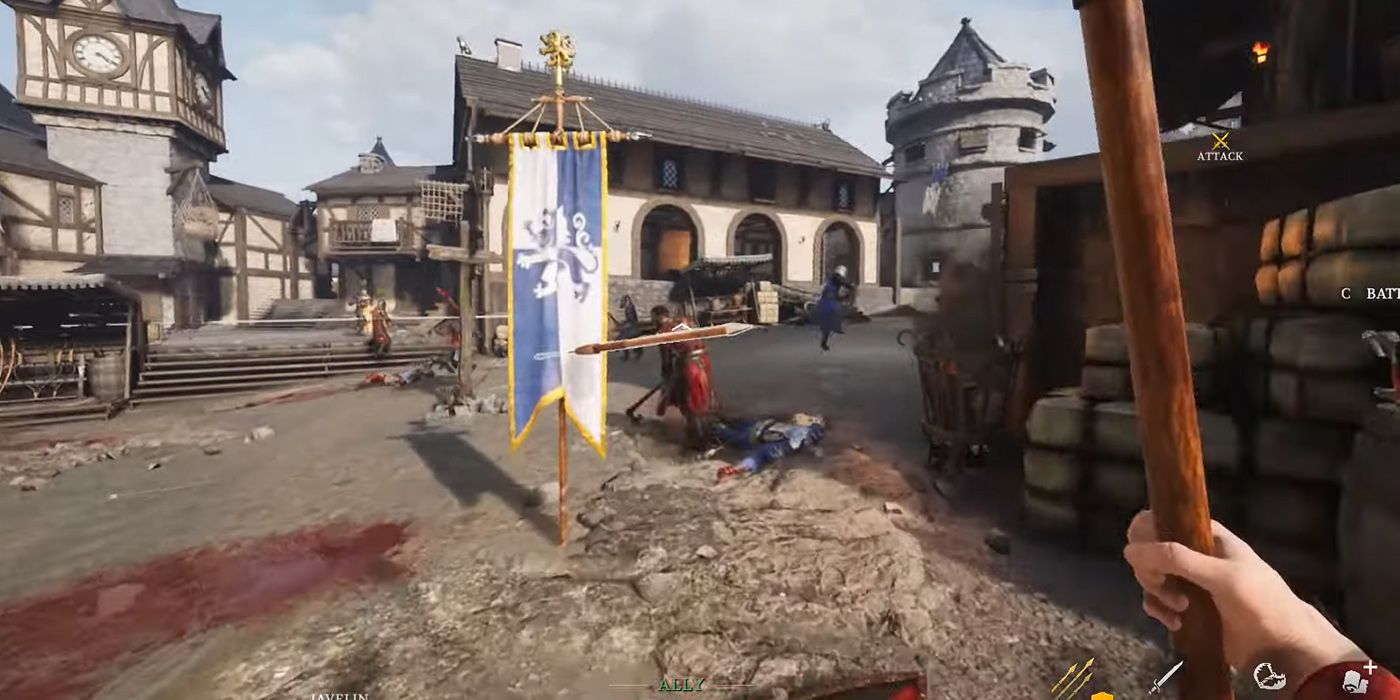 Chivalry 2 - Seeing A Thrown Spear Get Blocked By A Banner