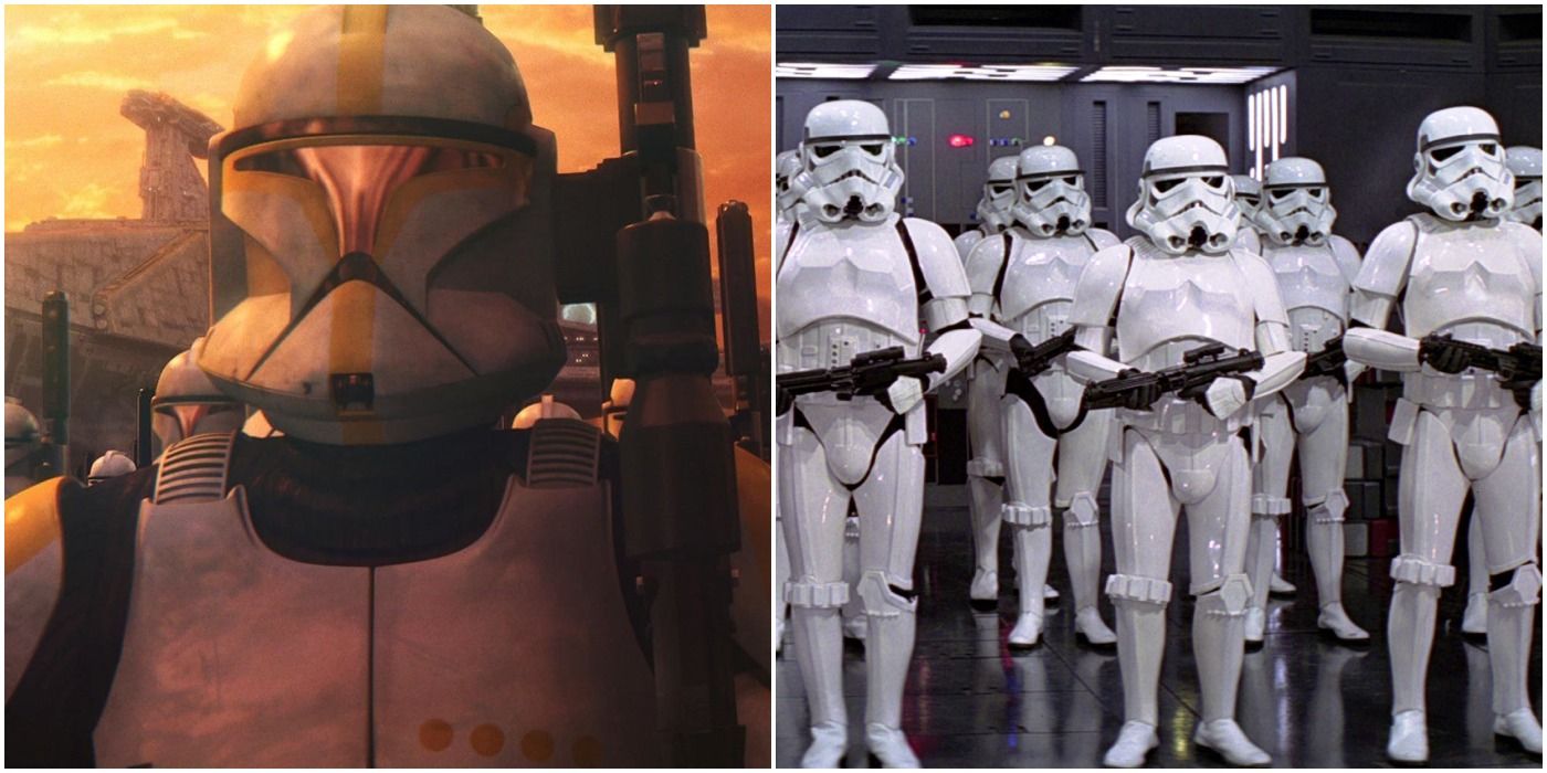 The clones in Star Wars: Attack of the Clones and Stormtroopers in Star Wars: A New Hope