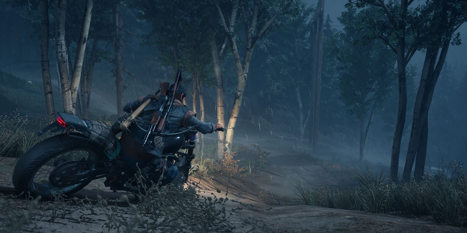 Deacon riding bike at night, Days Gone