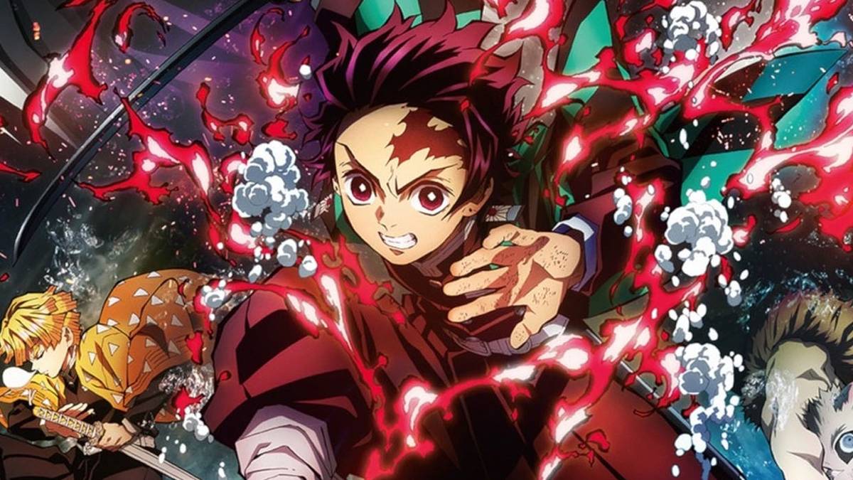Demon Slayer protagonist Tanjiro Kamado leading the charge alongside his Demon Slayer comrades.